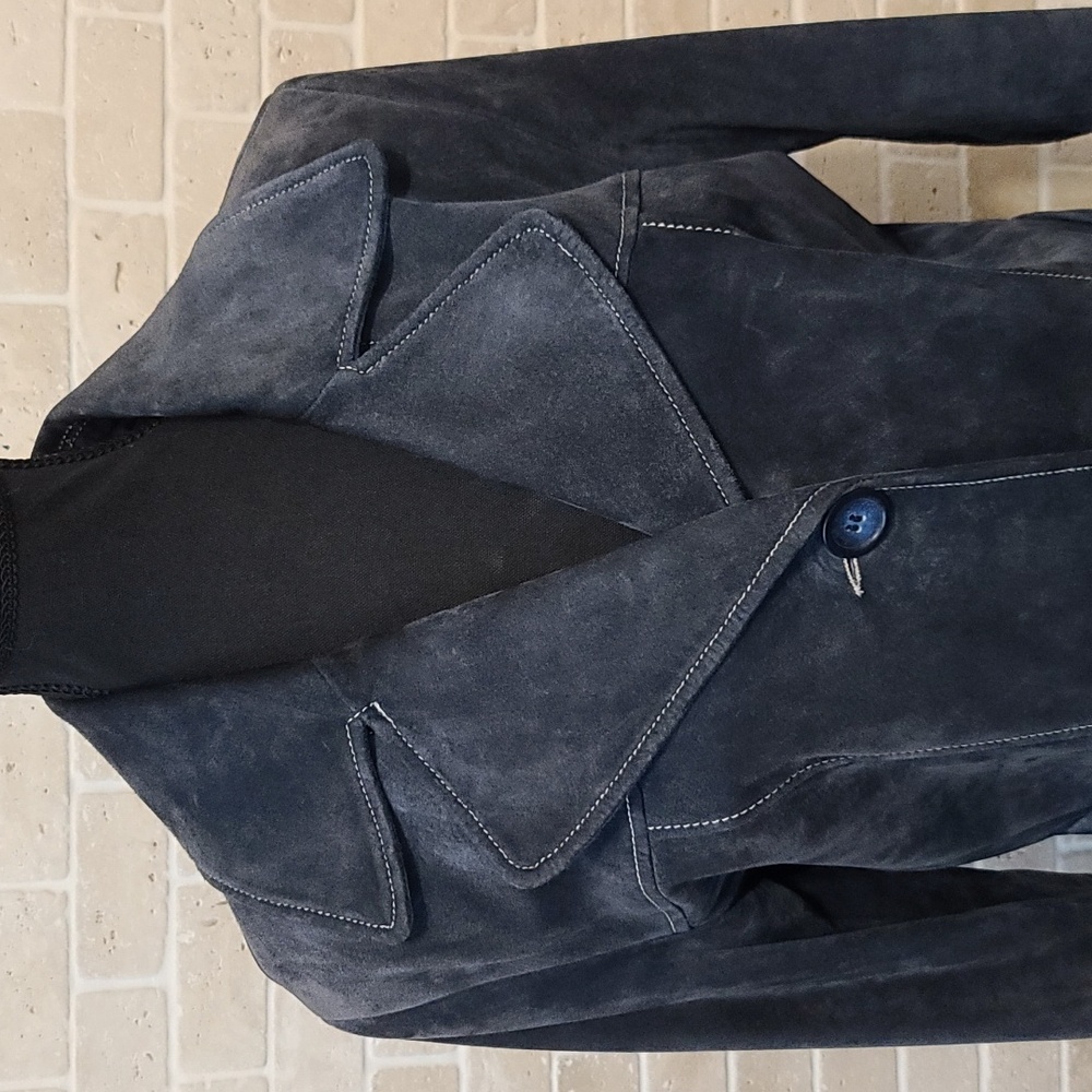 Women's Danier Navy Genuine Suede Trench Coat (Sz S/M)